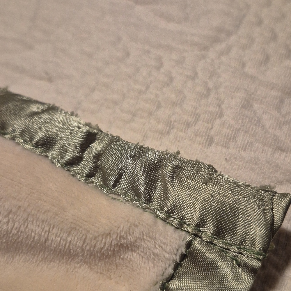 Bunny security blanket, cream, tan, green, embroidered lettering GUC - Picture 6 of 7